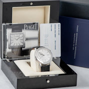 Piaget Altiplano Double Jeu 18k White Gold Leather Silver Grey Watch GOA32152