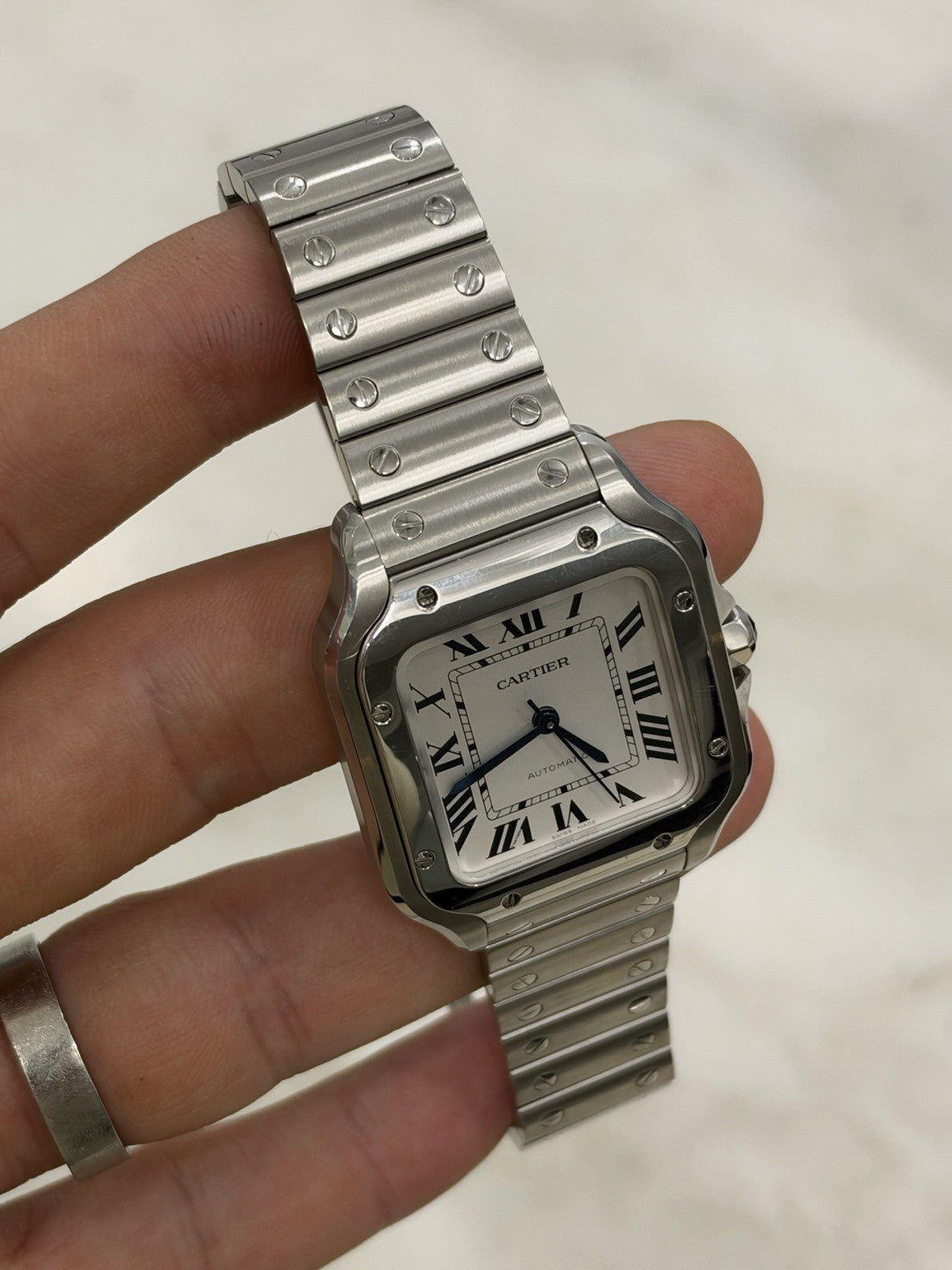 2025 Cartier Santos Automatic Stainless White Dial Midsize Watch 35mm WSSA0029