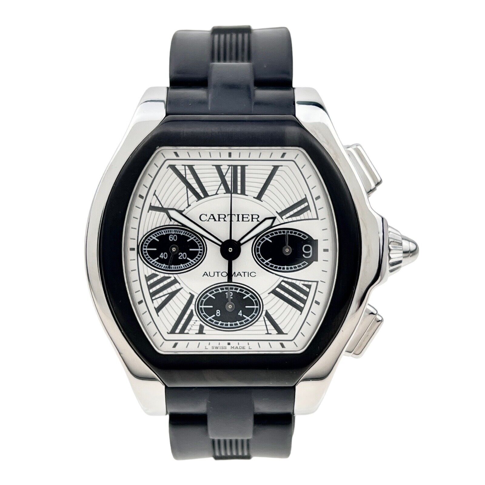 Cartier Roadster XL Rubber Strap Automatic Men’s Watch W6206020 Chronograph Date