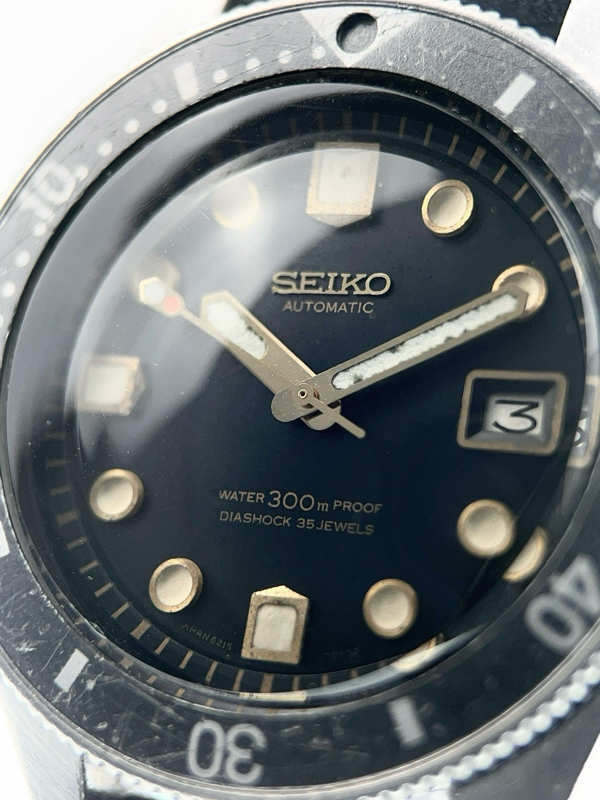 Seiko Automatic Diver 300M Black Dial Vintage Japan Watch 6215-7000