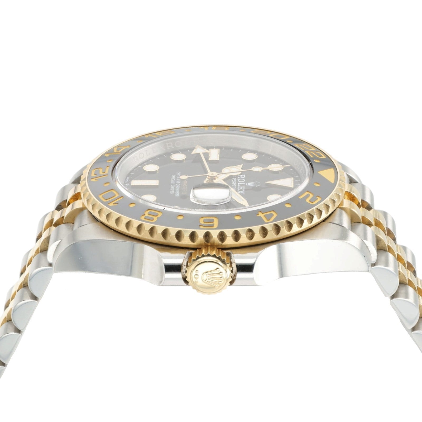 Rolex GMT Two-Tone Black Dial Gold & Steel 40mm Automtic Mens Watch 126713GRNR