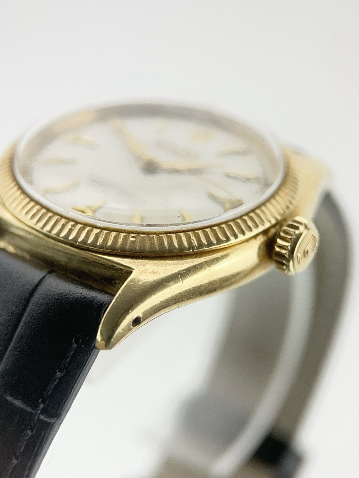 Rolex Oyster Precision 18k Yellow Gold Silver Dial 34mm Automatic Mens Watch