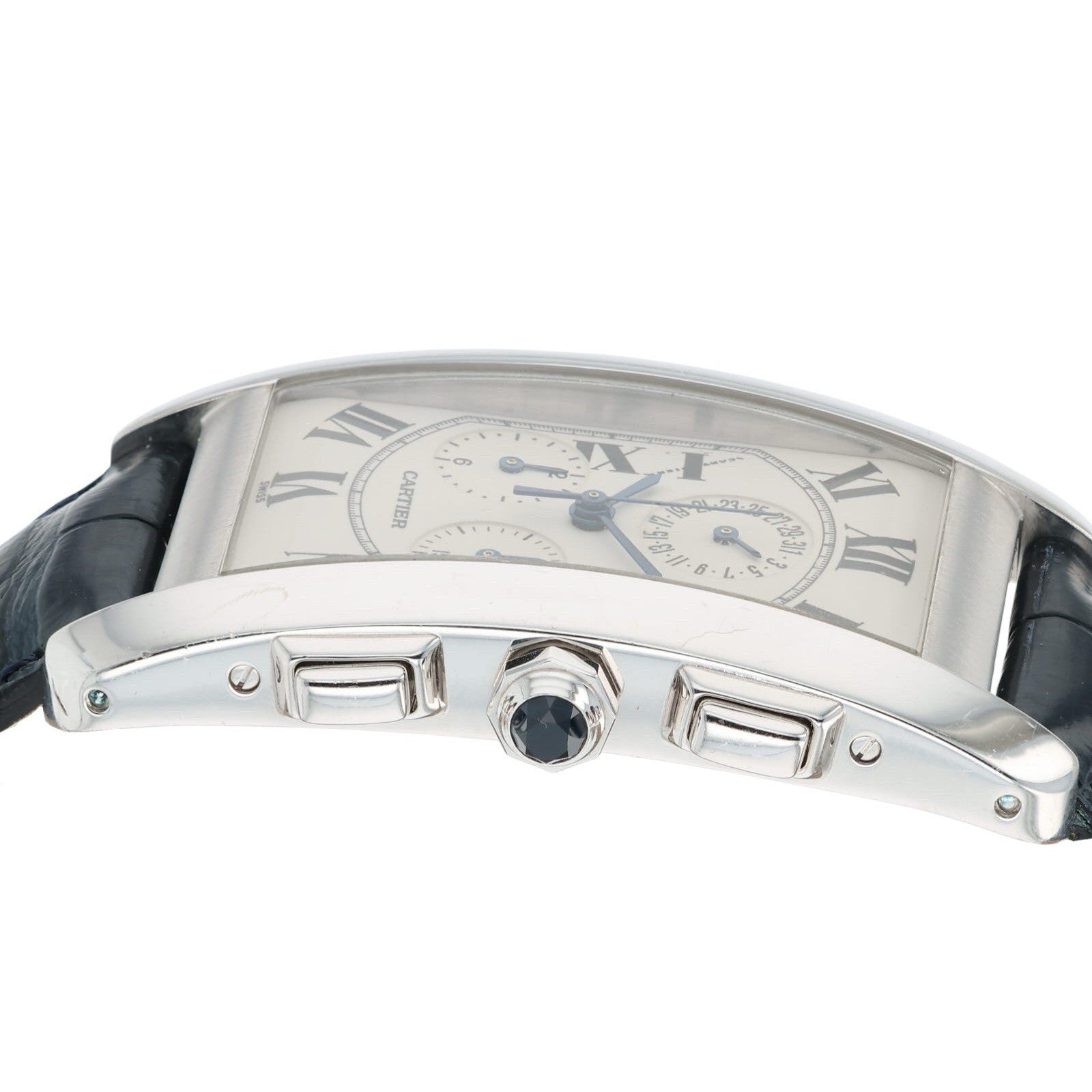 Cartier Tank Americaine 18k White Gold Silver Dial 27x45mm Quartz Men’s 2312