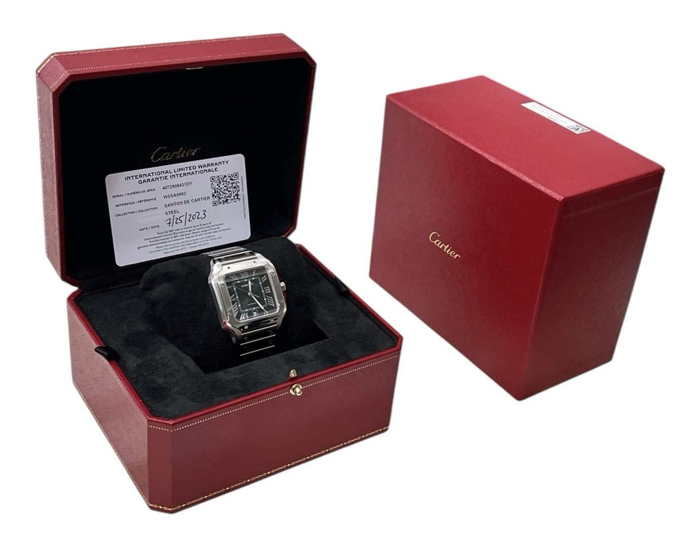 Cartier Santos Large Stainless Steel Green Dial 39mm Automatic Men’s WSSA0062