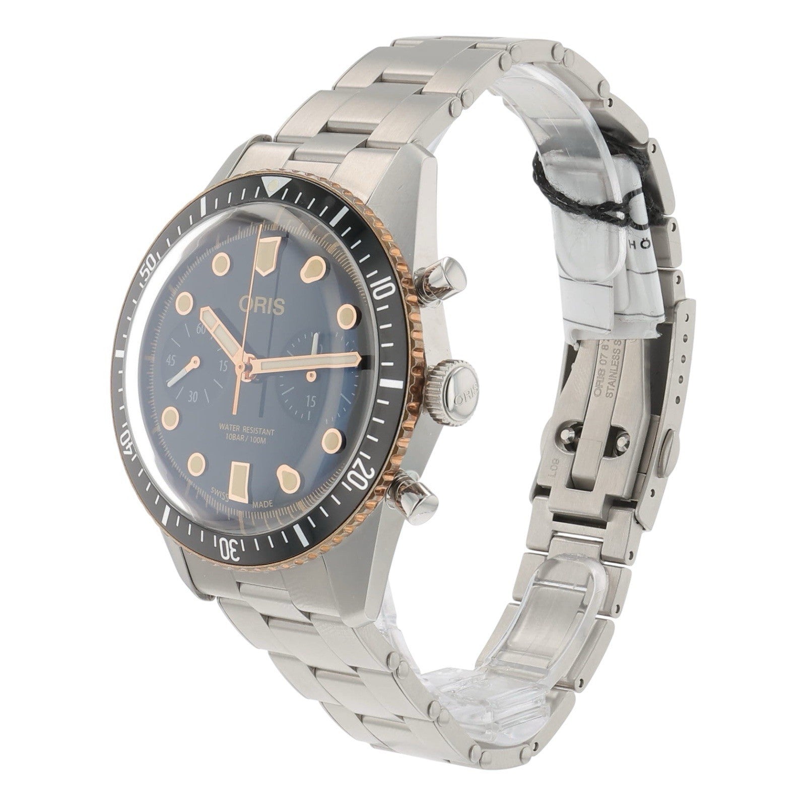 Oris 65 Chronograph Black Dial Steel 43mm Automatic Mens Watch 01 771 7744 4354