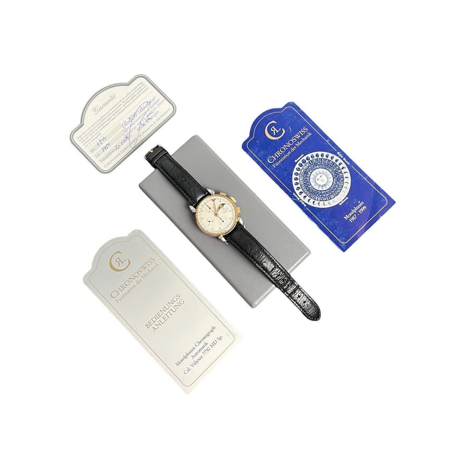 Chronoswiss Lunar Silver Dial Gold Plated 37mm Automatic Men’s Watch 7944