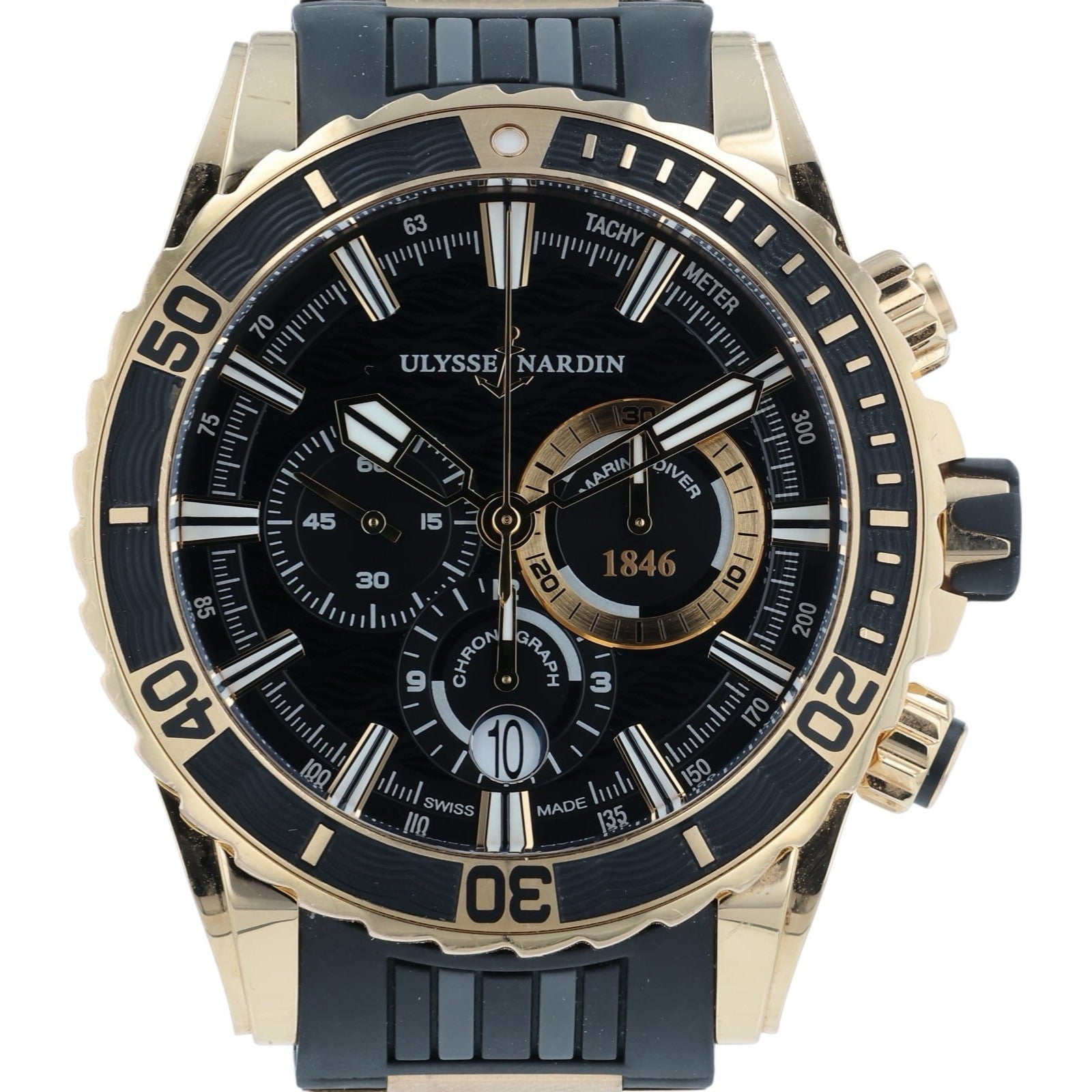 Ulysse Nardin Marine Diver Black Dial 18k Rose Gold 43mm Automatic Mens 1502-151