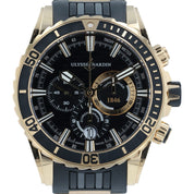 Ulysse Nardin Marine Diver Black Dial 18k Rose Gold 43mm Automatic Mens 1502-151