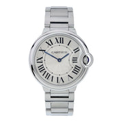 Cartier Ballon Bleu Stainless Steel Silver Dial 36mm Quartz Mens Watch W69011Z4