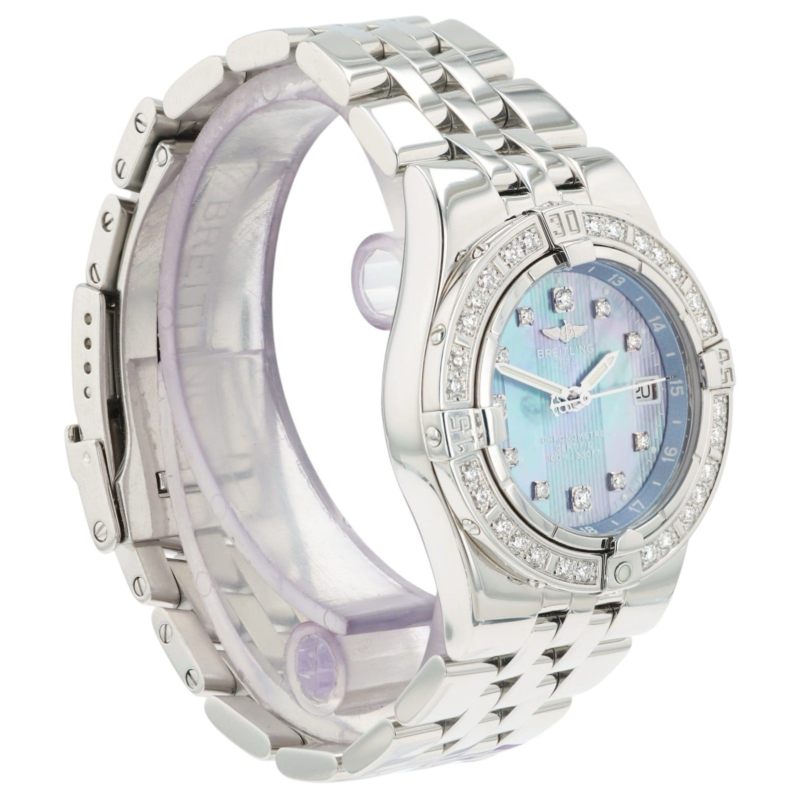 Breitling Starliner Blue MOP Dial Diamond Steel 30mm Quartz Women’s A71340