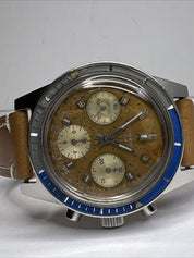 Vintage Wakmann Men’s Watch Chronograph Mechanical Wind Unique Patina Dial