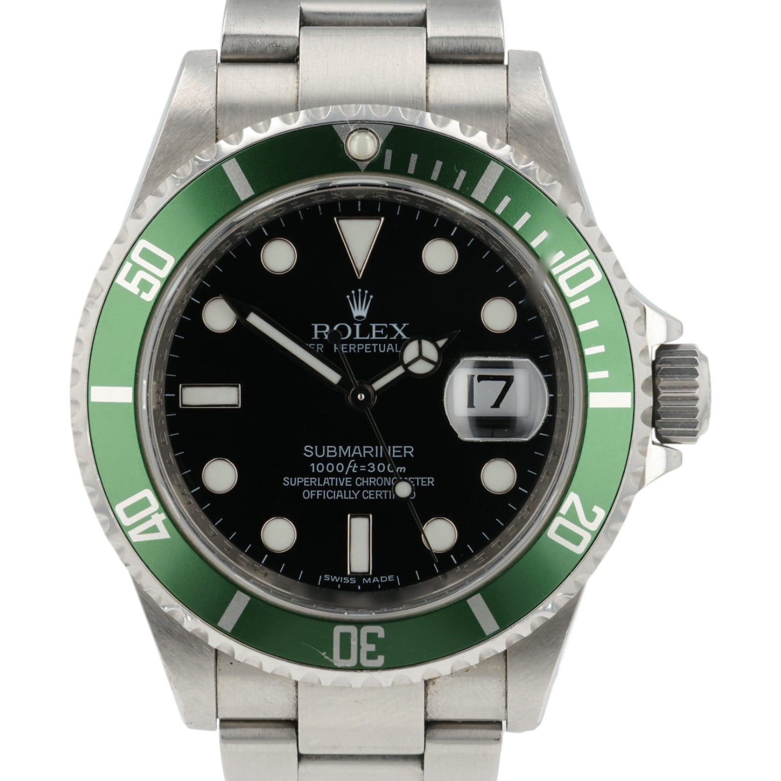 Rolex Submariner “Kermit” Black Dial Stainless Steel 40mm Automatic Mens 16610LV