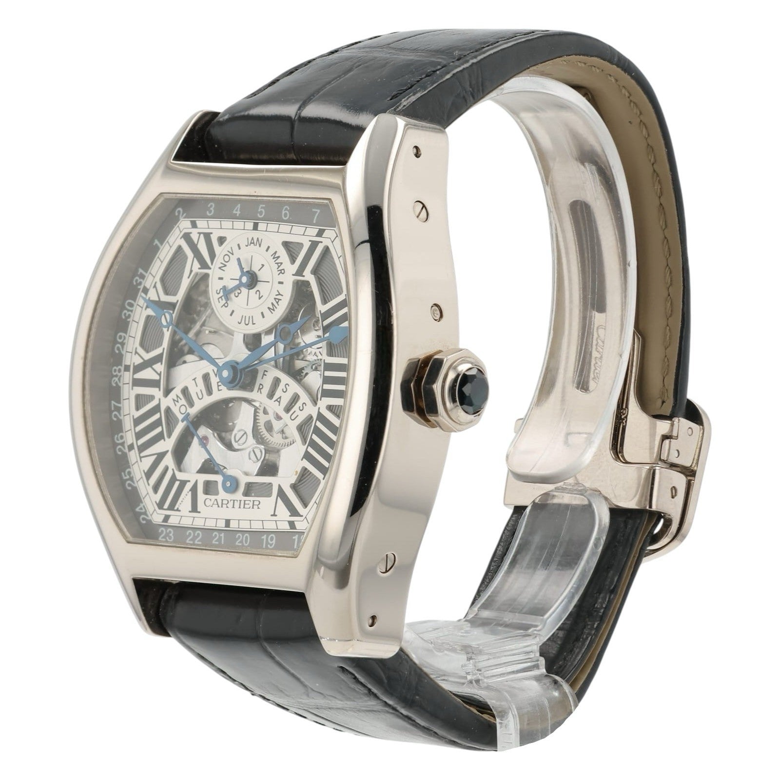 Cartier Tortue XL Perpetual Calendar 18k White Gold Auto Men’s Watch W1580048