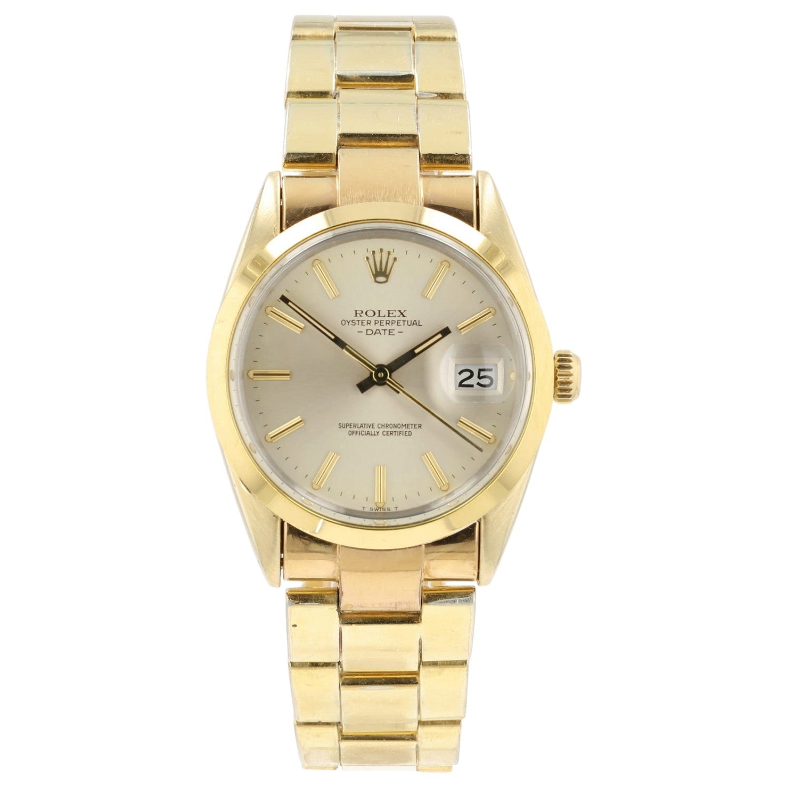 Rolex OP Date Champagne Dial Gold and Steel 34mm Automatic Unisex Watch 15505