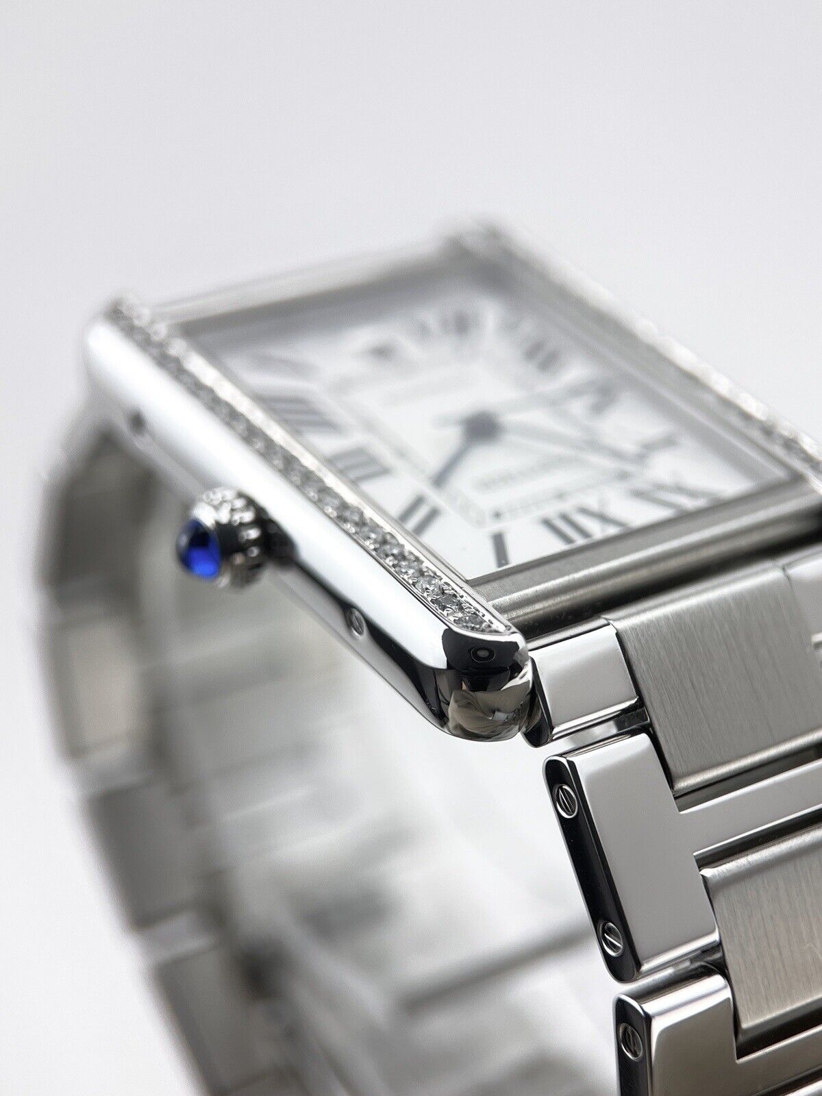 Cartier Tank Solo Extra Large Automatic Steel Mens Watch W5200028 AM Diamonds