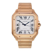 Cartier Santos 18k Rose Gold Silver Color Dial 40mm Automatic Mens WGSA0018