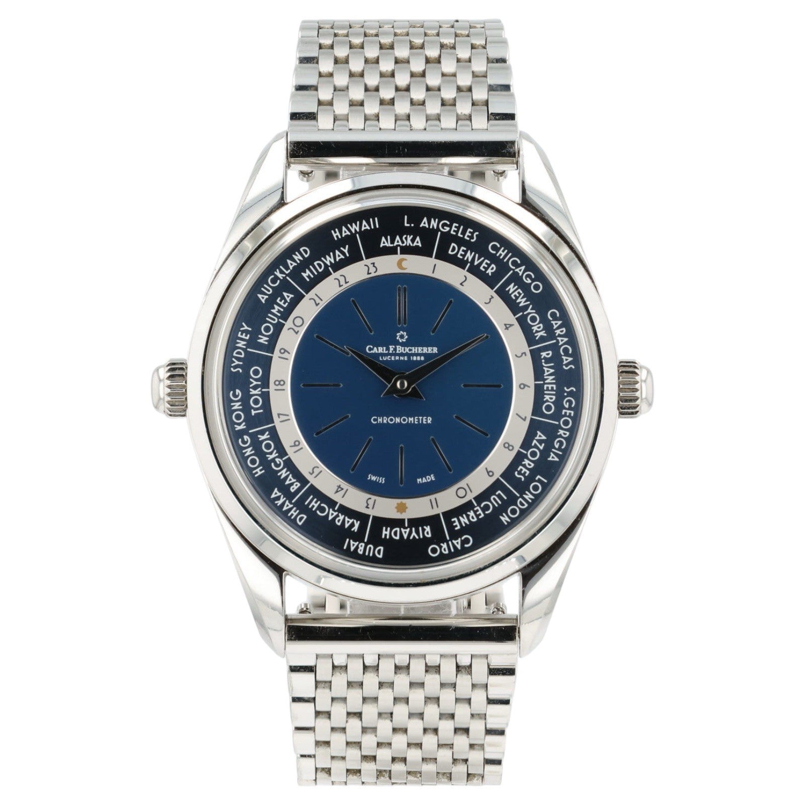 Carl F Bucherer x Hodinkee Worldtimer Blue Dial Steel 39mm 00.10805.08.53.98