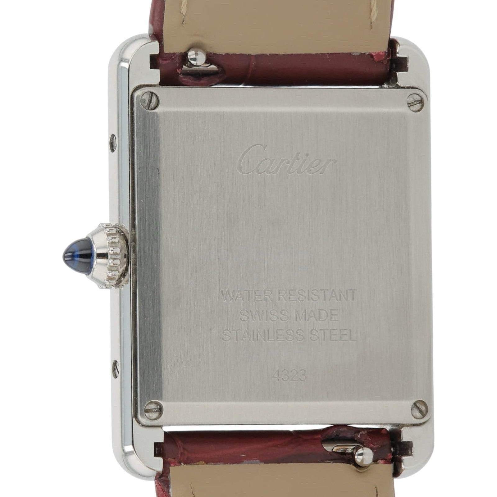 Cartier Tank Stainless Steel Red Dial 25mm Quartz Men's Watch WSTA0054
