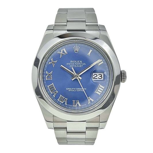 Rolex Datejust Steel Roman Blue Dial 41mm Automatic Men’s Watch 116300