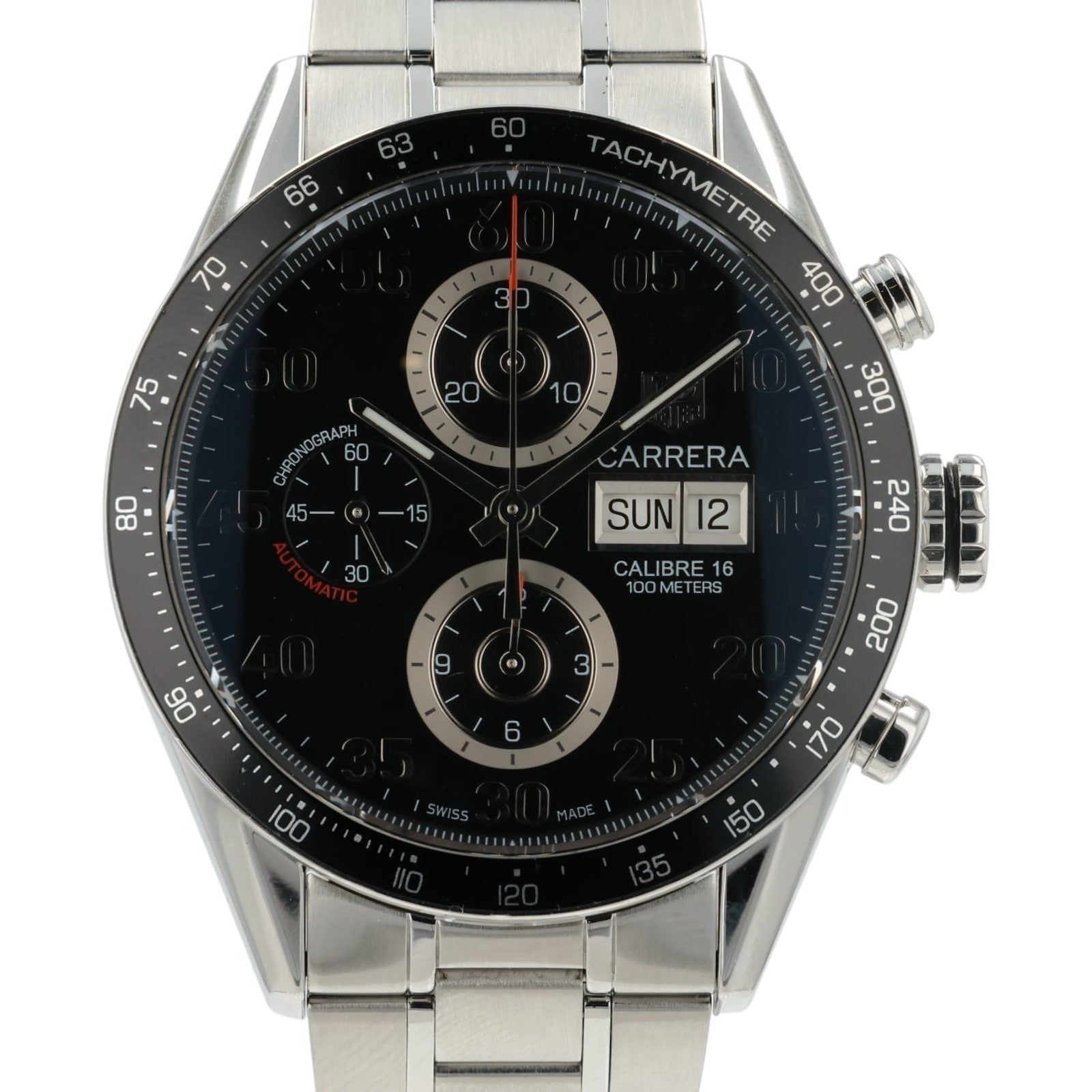 Tag Heuer Carrera Calibre Black Dial Stainless Steel 43mm Automatic Mens CV2A10