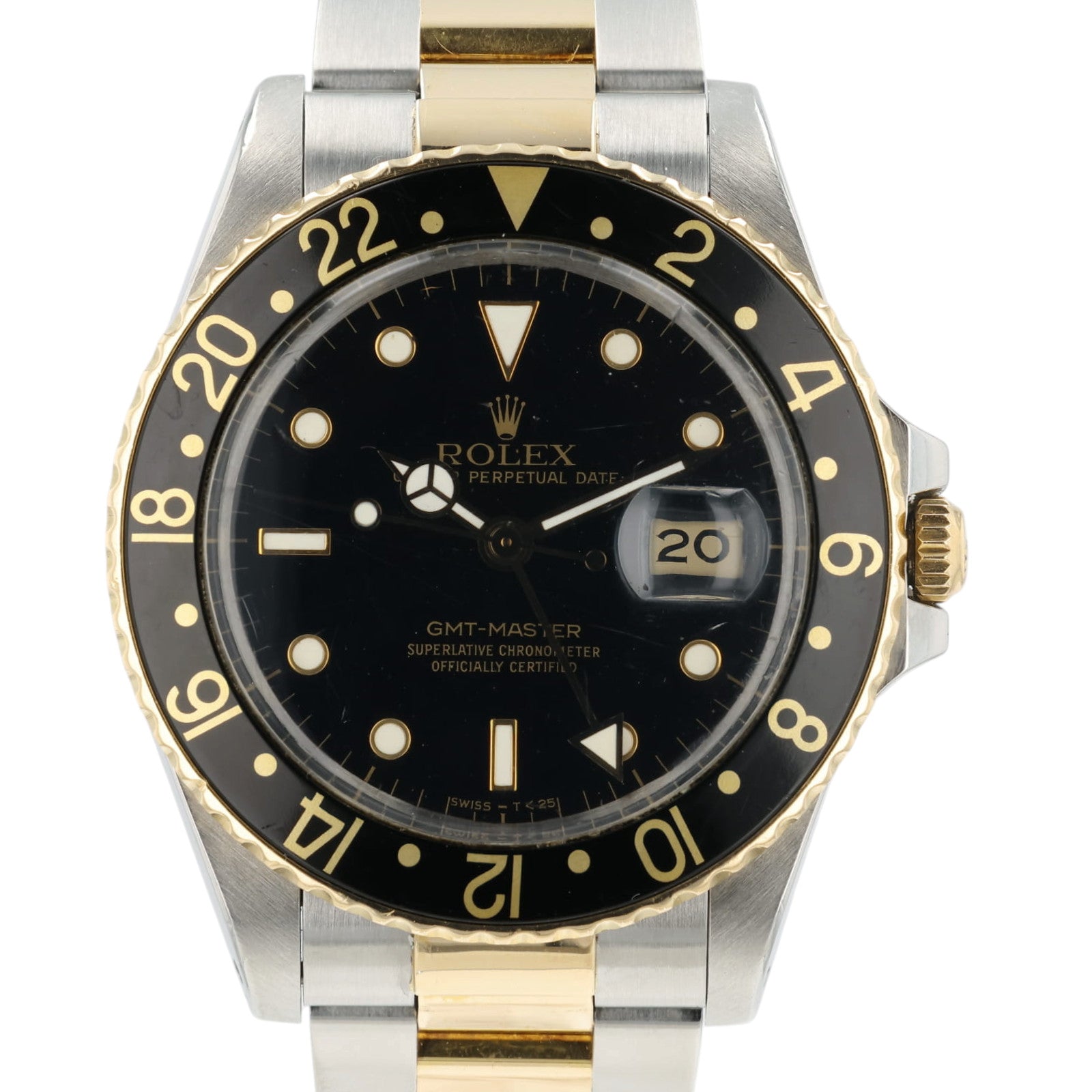 Rolex GMT Master Black Dial Gold & Steel 40mm Automatic Men's Watch 16753