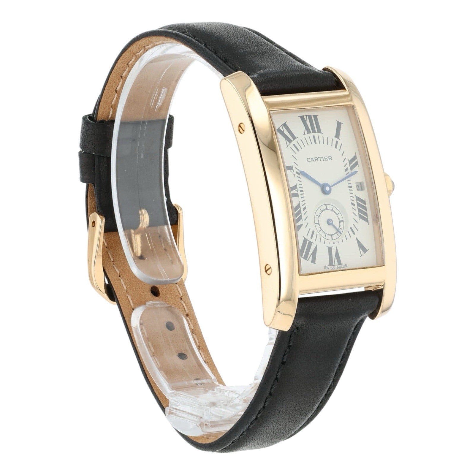 Cartier Tank Americaine 18k Yellow Gold Silver Dial 24mm Quartz Mens W26009C9