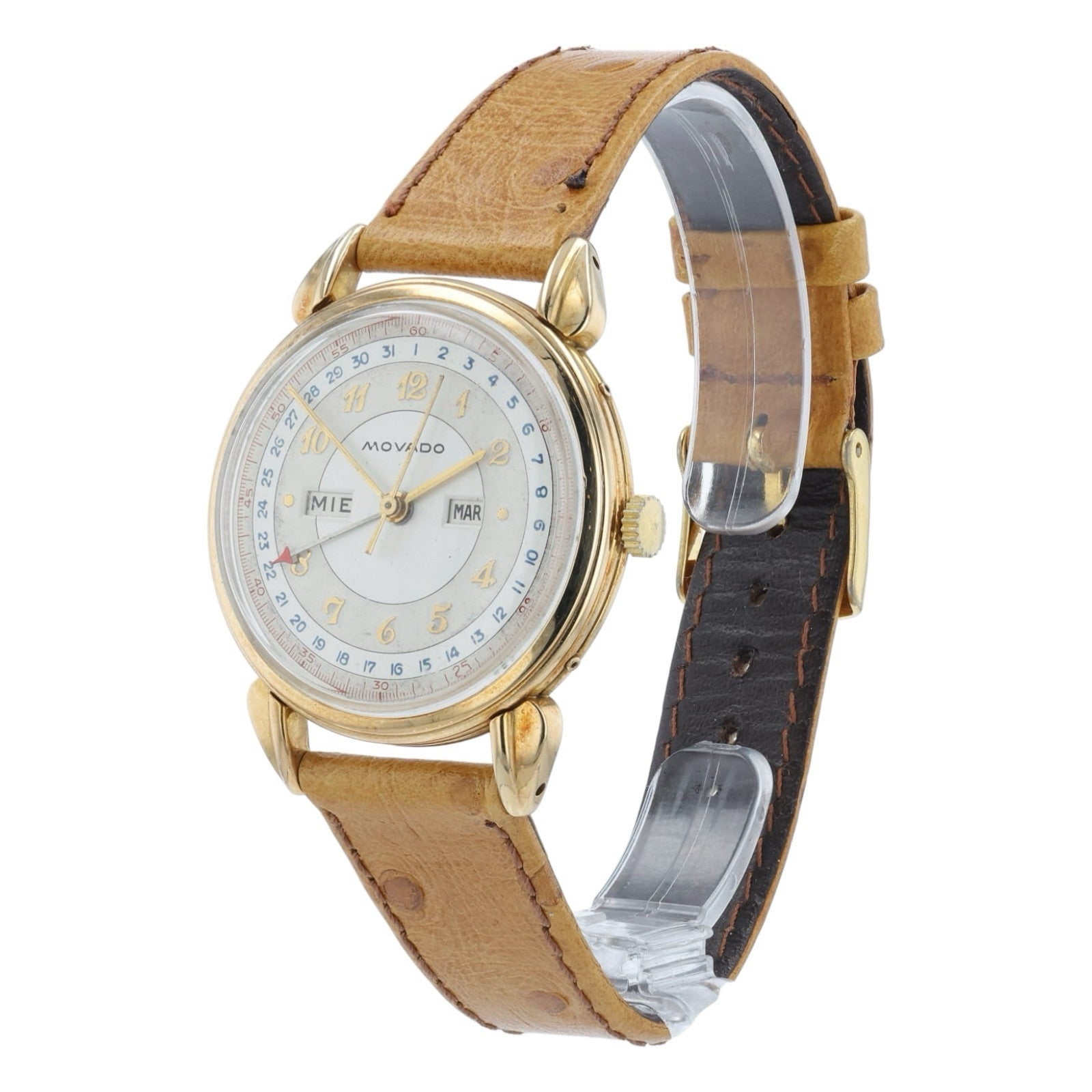 Movado Calendograph Silver Dial 14k Solid Gold 34mm Manual Wind Unisex 44823