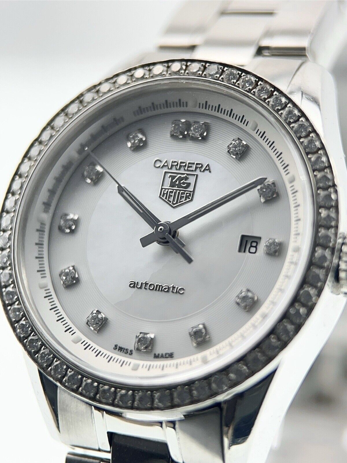 Tag Heuer Carrera Steel Mother Of Pearl Dial 28mm Automatic Women’s Watch WV2413