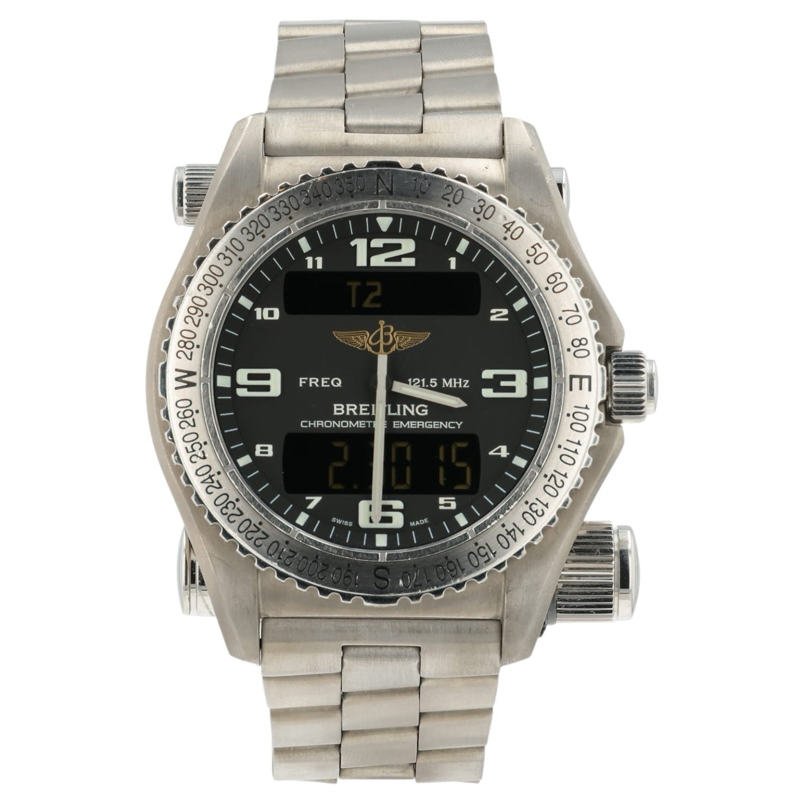 Breitling Emergency Black Dial Titanium 43mm Quartz Movement Mens Watch E76321