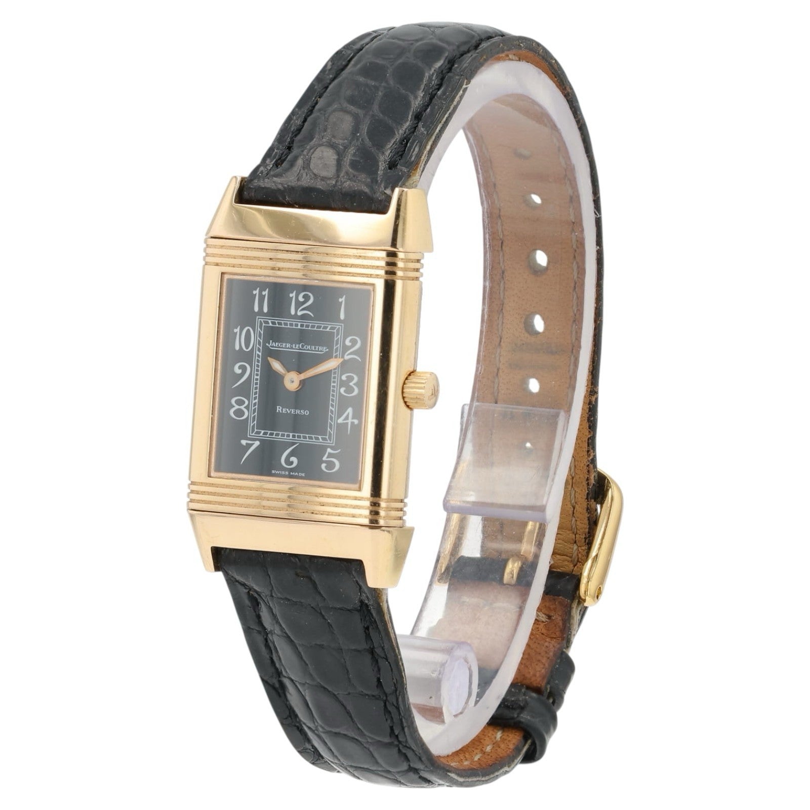 Jaeger LeCoultre Reverso Black Dial 18k Rose Gold 20mm Manual Wind 260.2.86