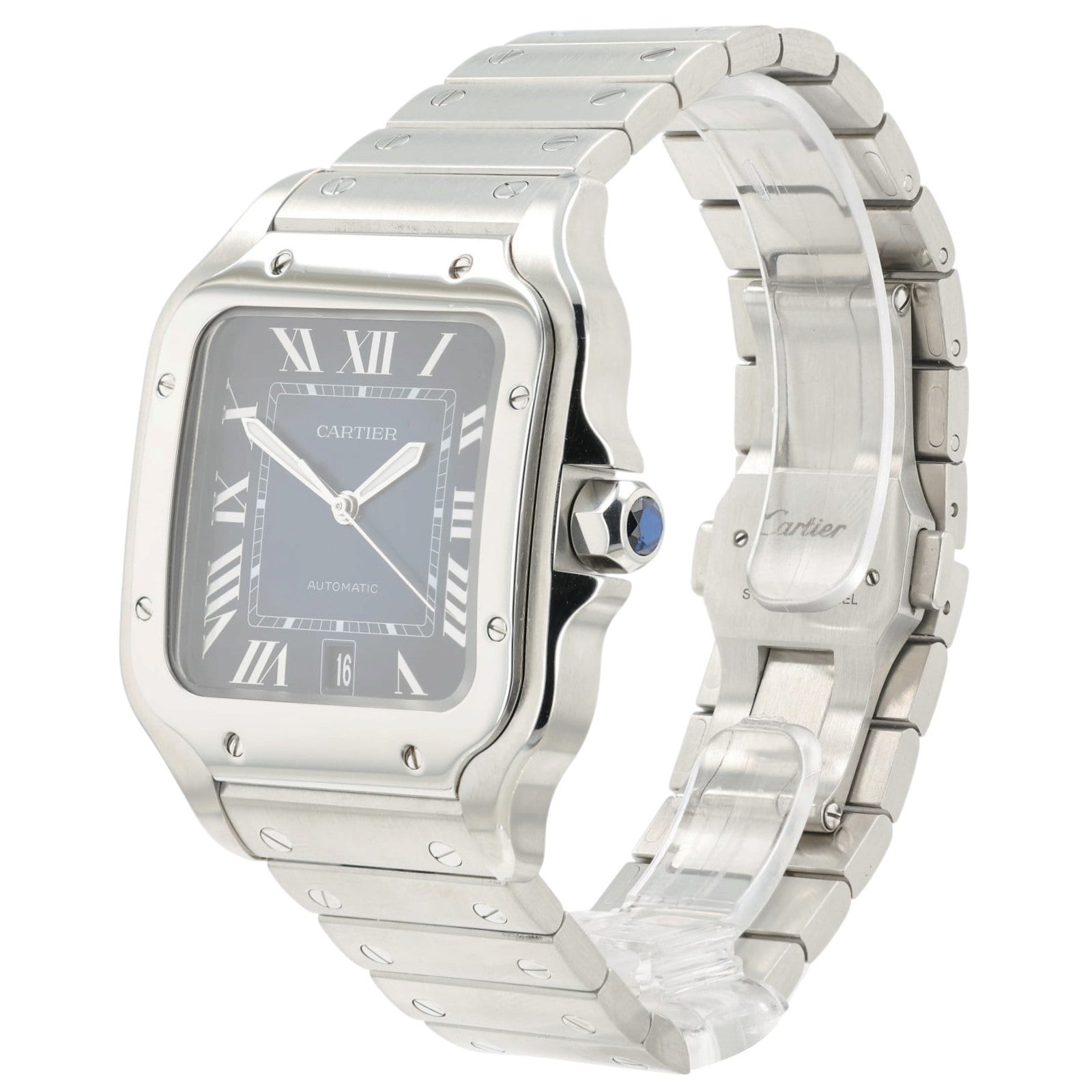 Cartier Santos Blue Dial Stainless Steel 39x40mm Automatic Mens Watch WSSA0030