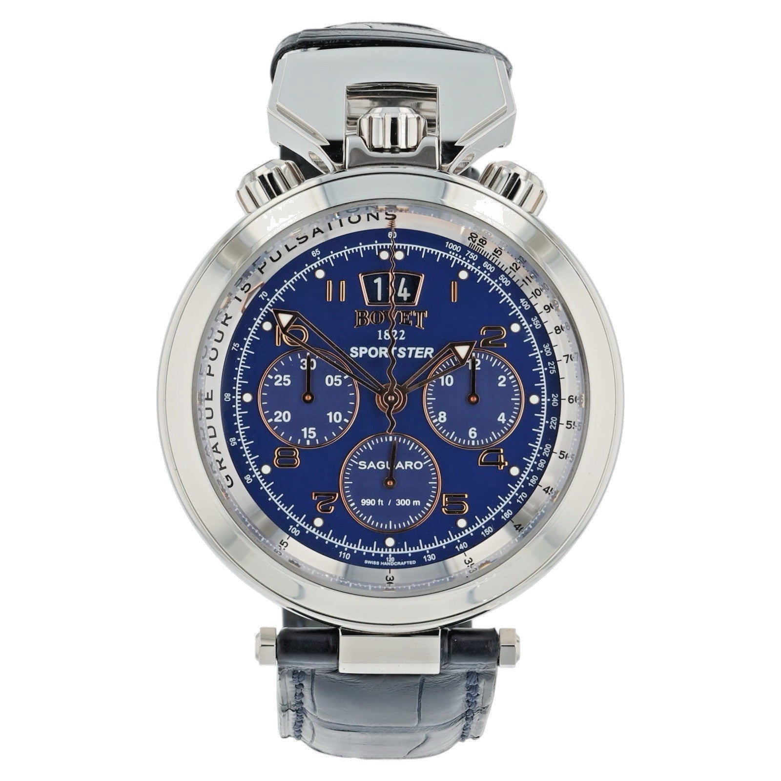 NEW 2025 Bovet Sportster Saguaro Stainless Steel Blue Dial 46mm Watch SP0419
