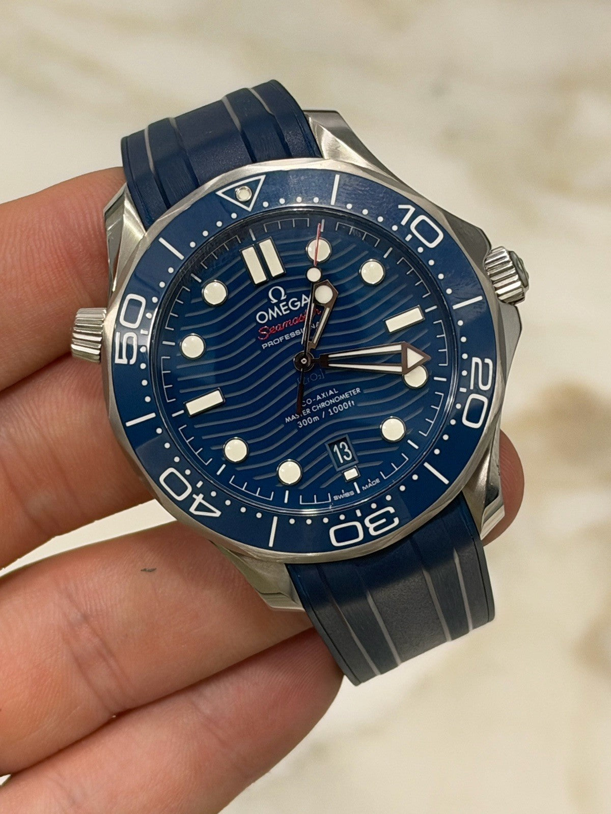 Omega Seamaster Wave 300m Blue Ceramic Men's Watch 210.32.32.42.20.03.001
