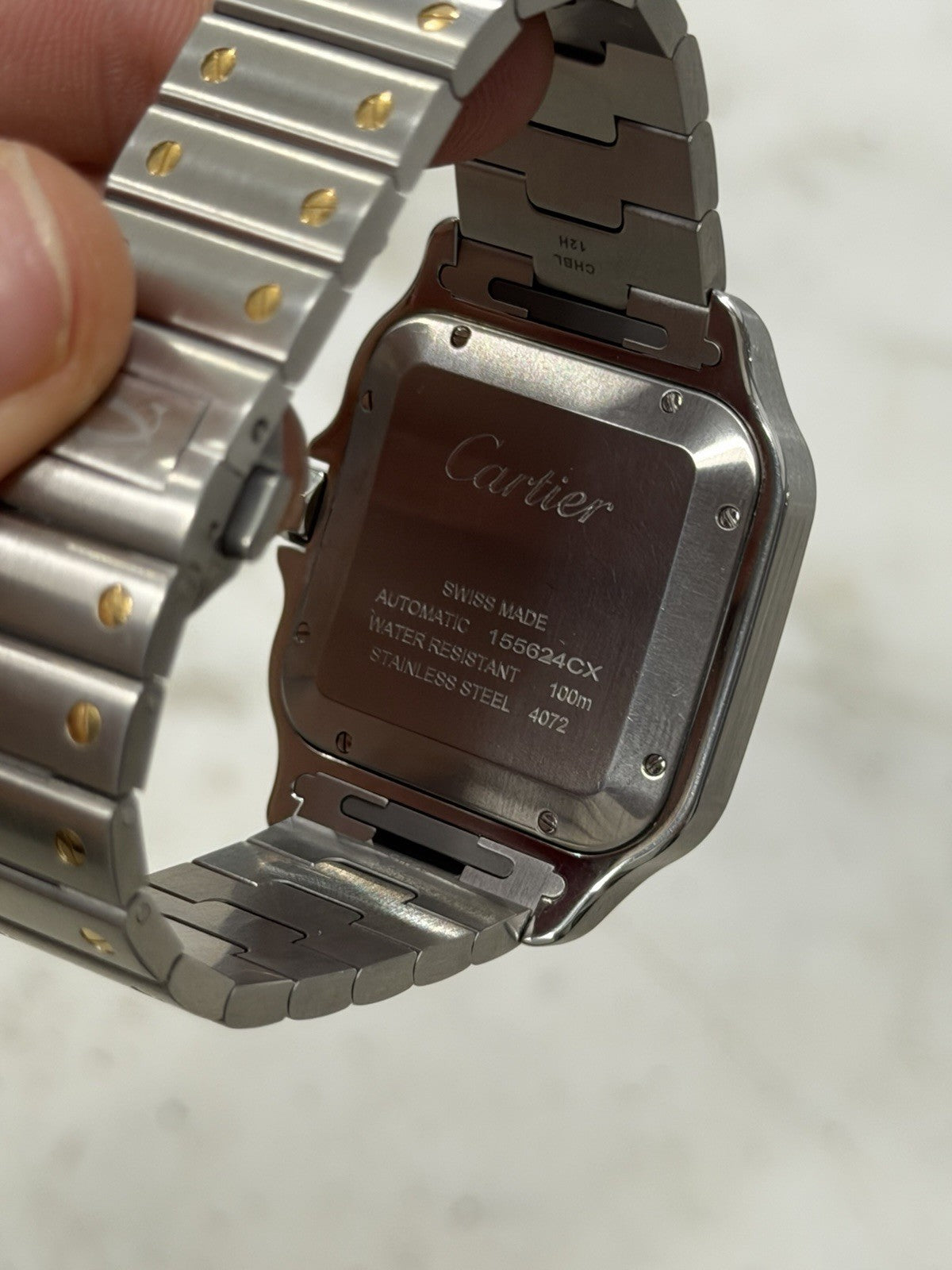 Cartier Santos Silver Dial Gold & Steel 39x47mm Automatic Mens Watch W2SA0009