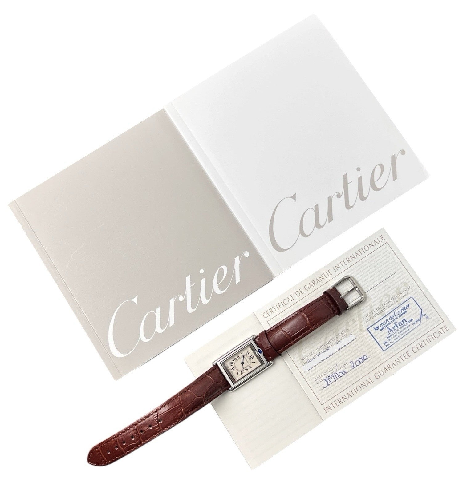 Cartier Tank Basculante Silver Dial Steel 24x36mm Quartz Men’s Watch W1011258