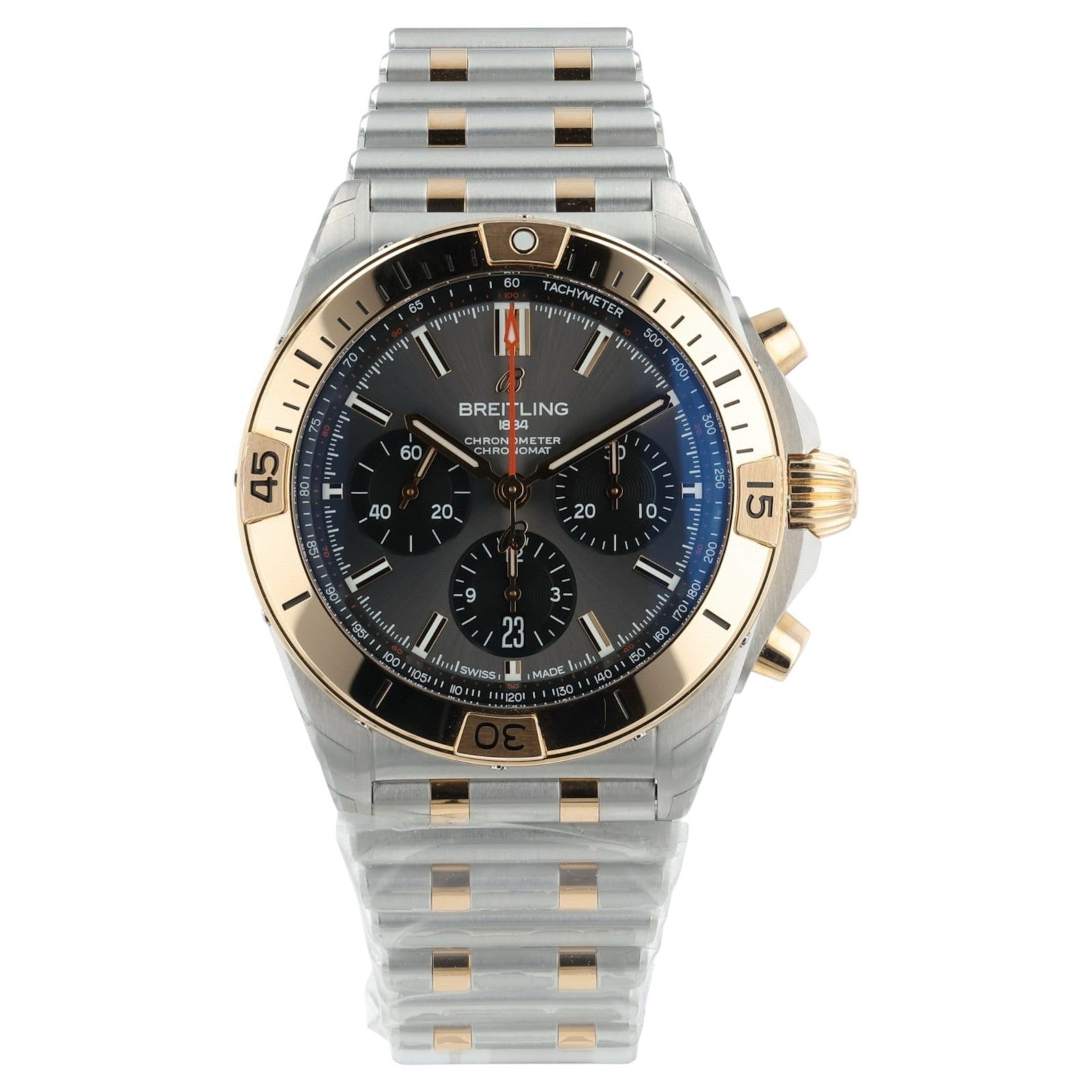 Breitling Chronomat Grey Dial Gold & Steel 42mm Automatic Men’s Watch UB0134