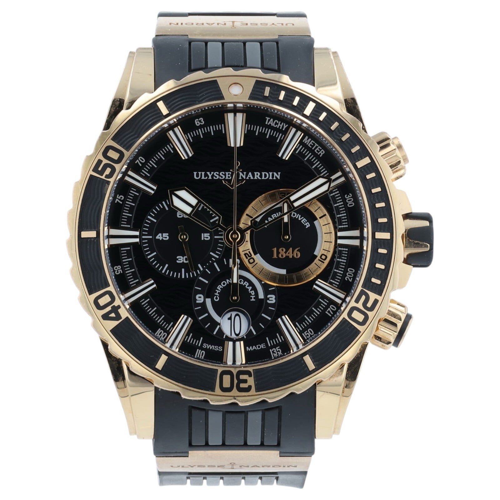 Ulysse Nardin Marine Diver Black Dial 18k Rose Gold 43mm Automatic Mens 1502-151