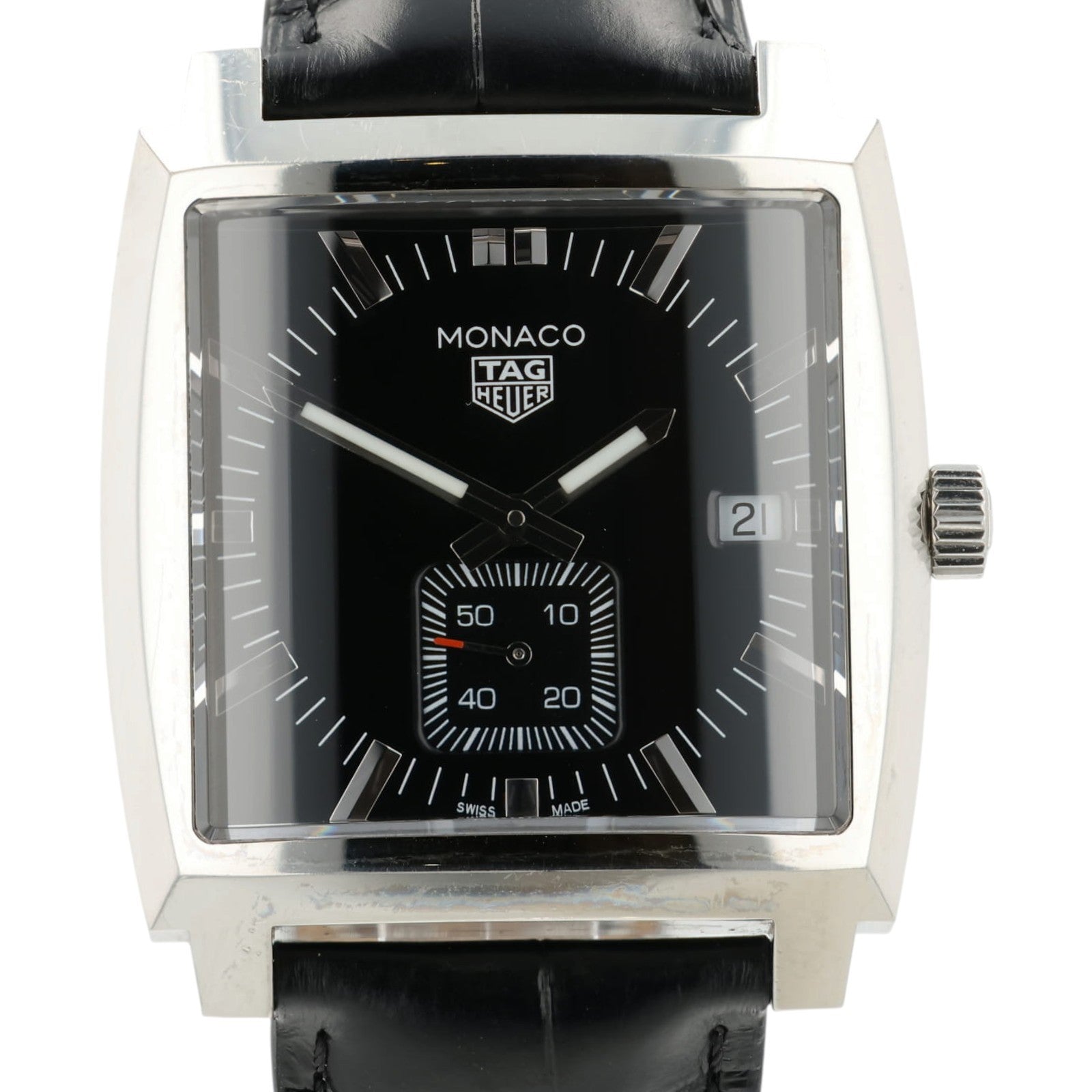 Tag Heuer Monaco Black Dial Stainless Steel 37mm Quartz Mens Watch WAW131A