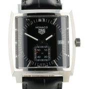 Tag Heuer Monaco Black Dial Stainless Steel 37mm Quartz Mens Watch WAW131A