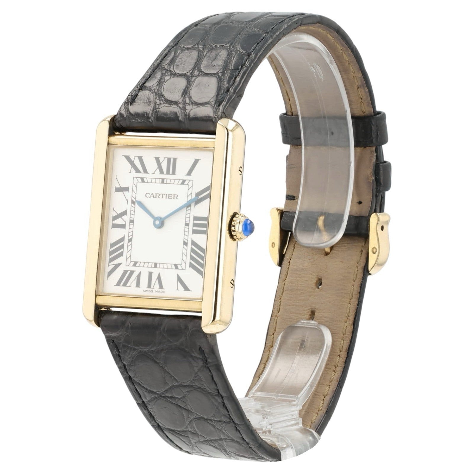 Cartier Tank Solo Silver Dial 18k Yellow Gold & Steel 34x27mm Quartz W1018855