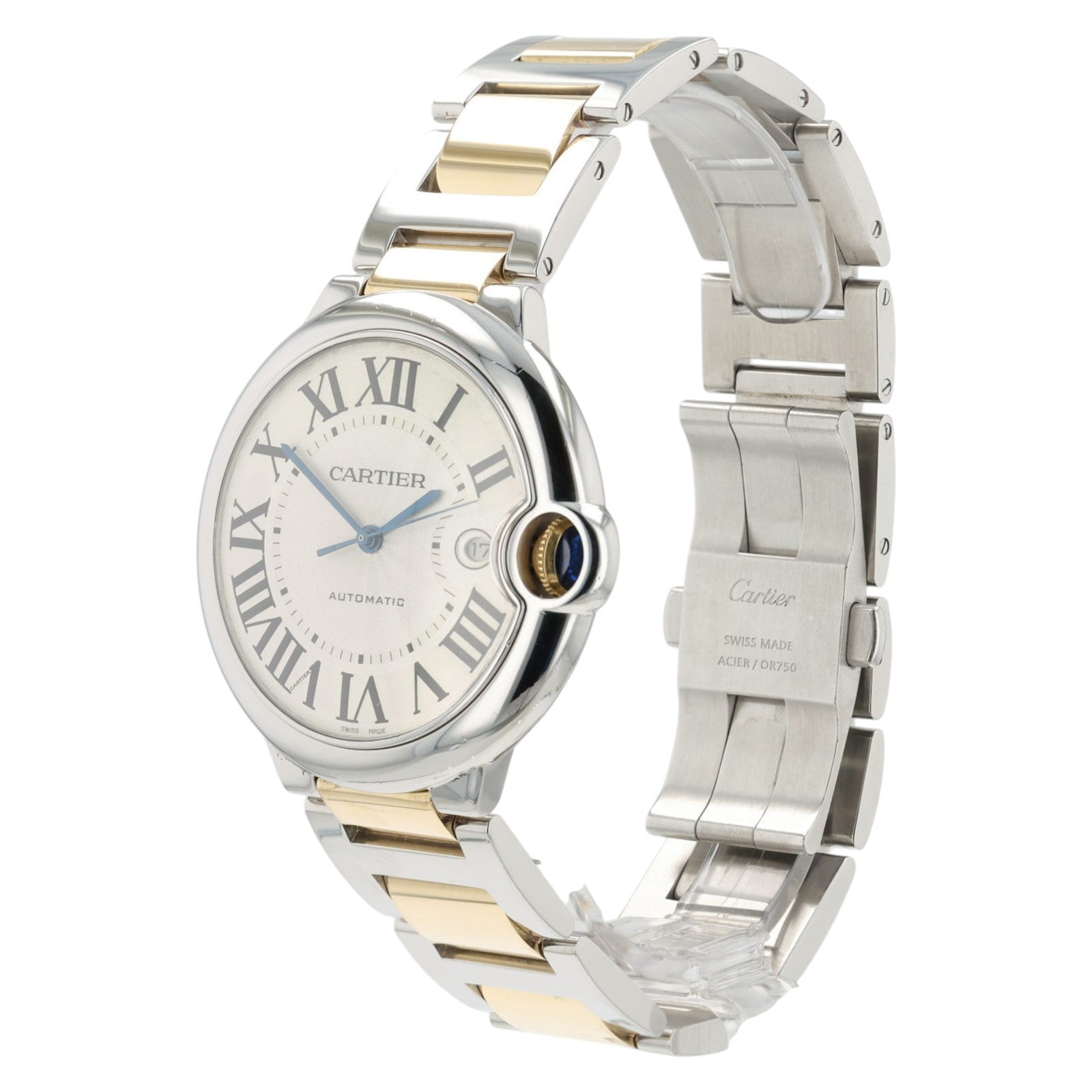 Cartier Ballon Blue Silver Dial 18k Yellow Gold & Steel 42mm Automatic W69009Z3