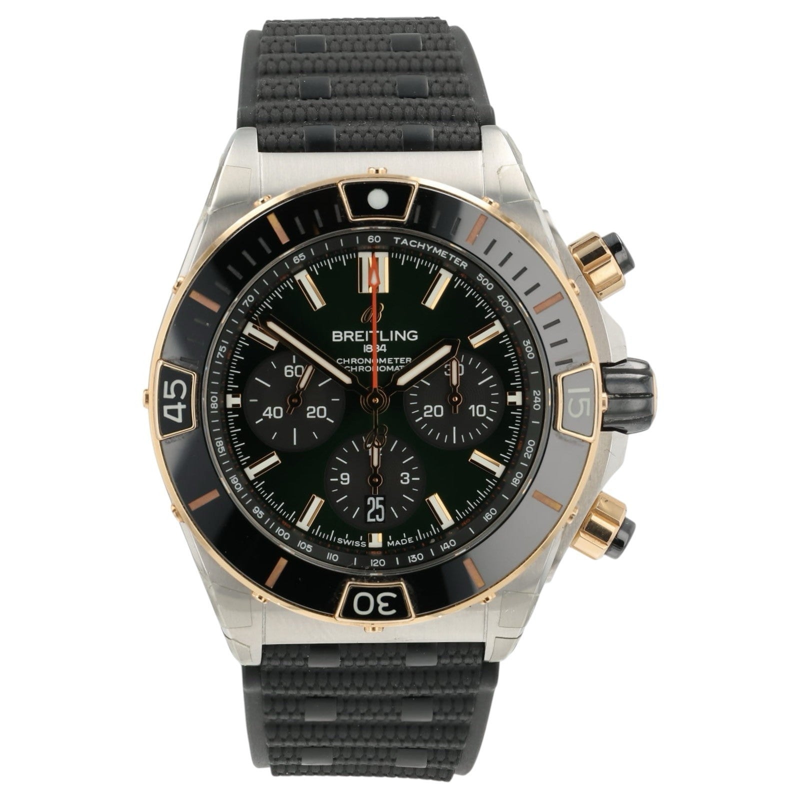 Breitling Chronomat Green Dial 18k Red Gold 44mm Automatic Men’s Watch UB0136