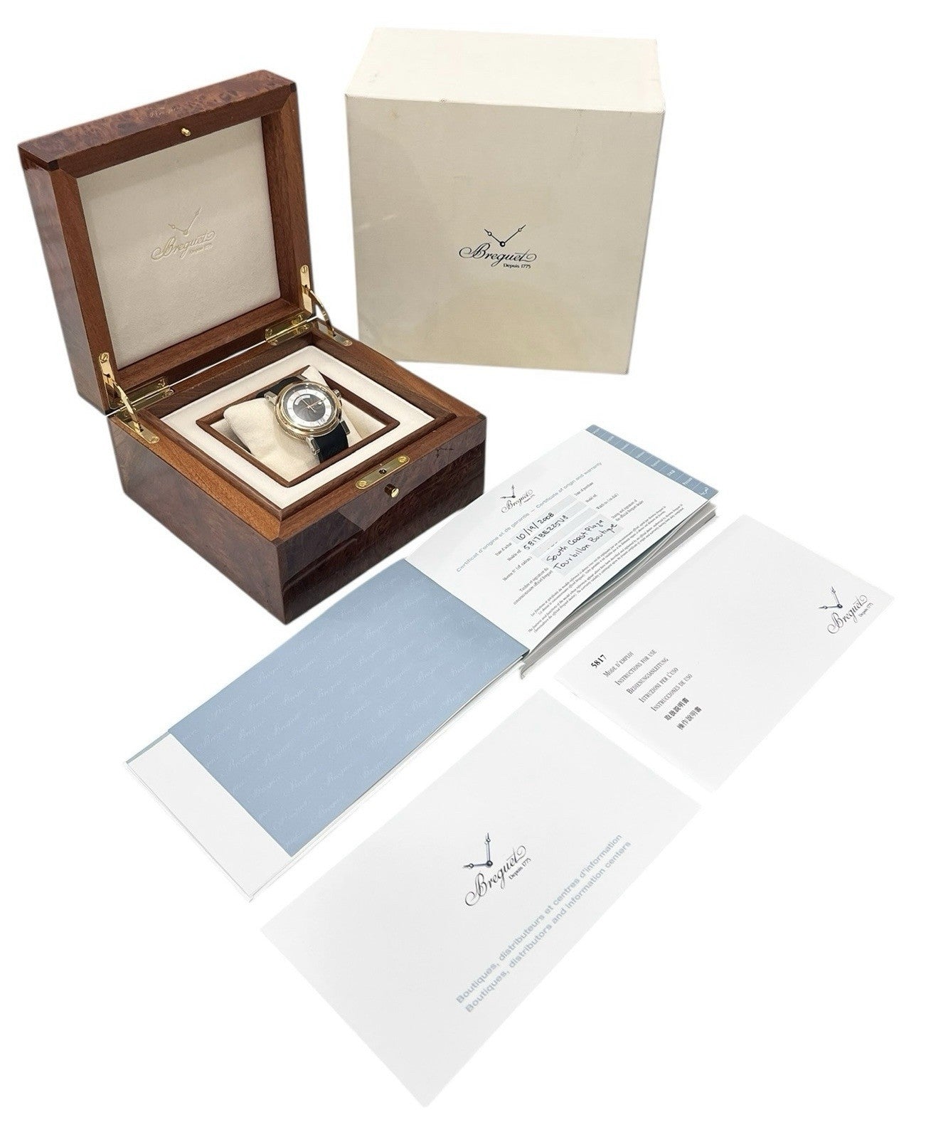 Breguet Marine 18k Gold Big Date 39mm Automatic Watch 5817BE/Z2/5V8 - Full Set