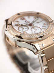 Hublot Big Bang 18k Rose Gold White Dial Diamond Bezel 41mm Automatic Mens Watch