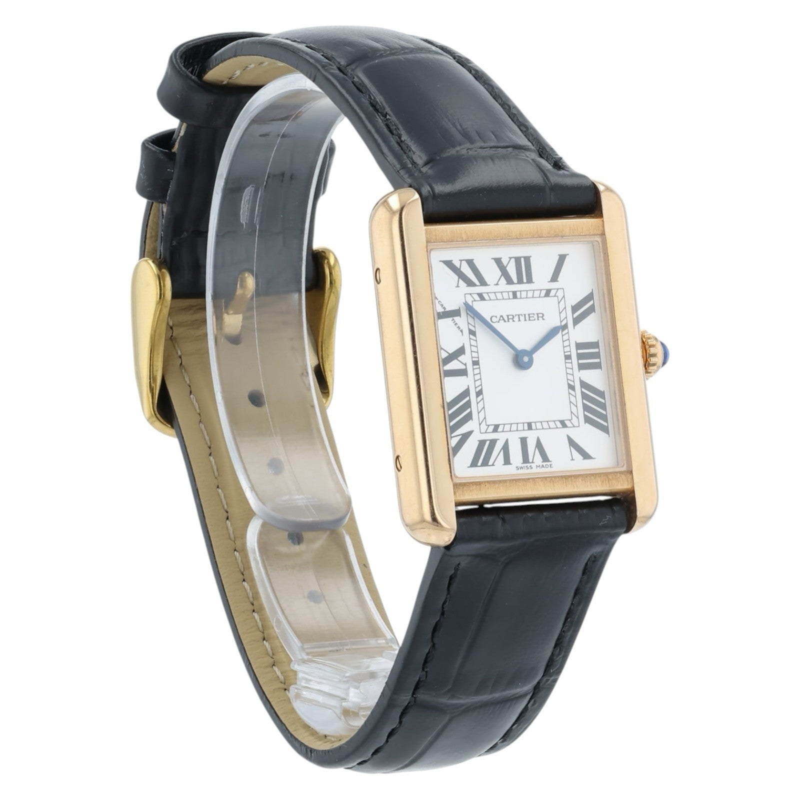 Cartier Tank Solo W5200024 3168 24mm Silver Roman Rose Gold Ladies Watch
