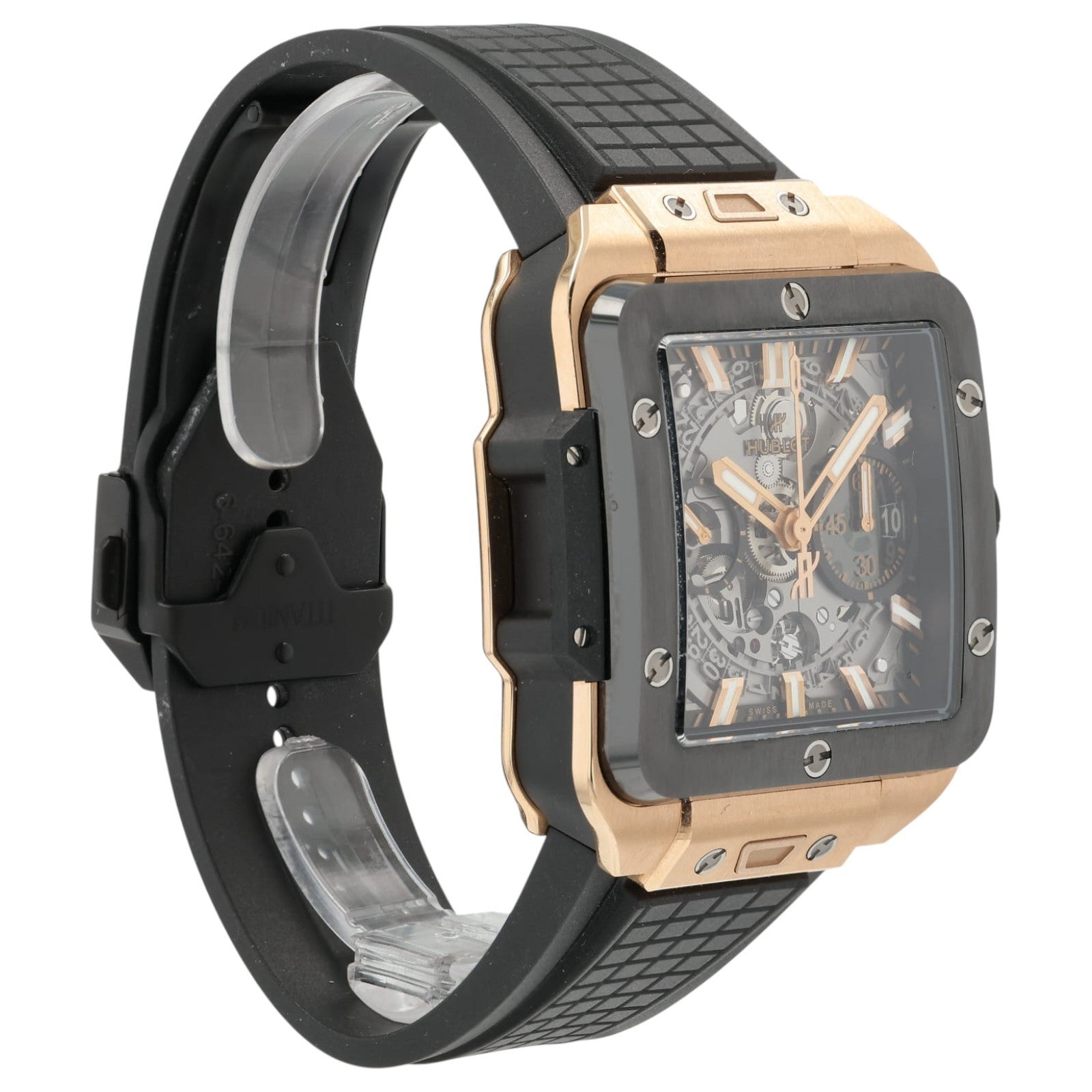 Hublot Square Big Bang Skeleton Dial 18k Rose Gold 42mm Automatic 821.OM.0180.RX