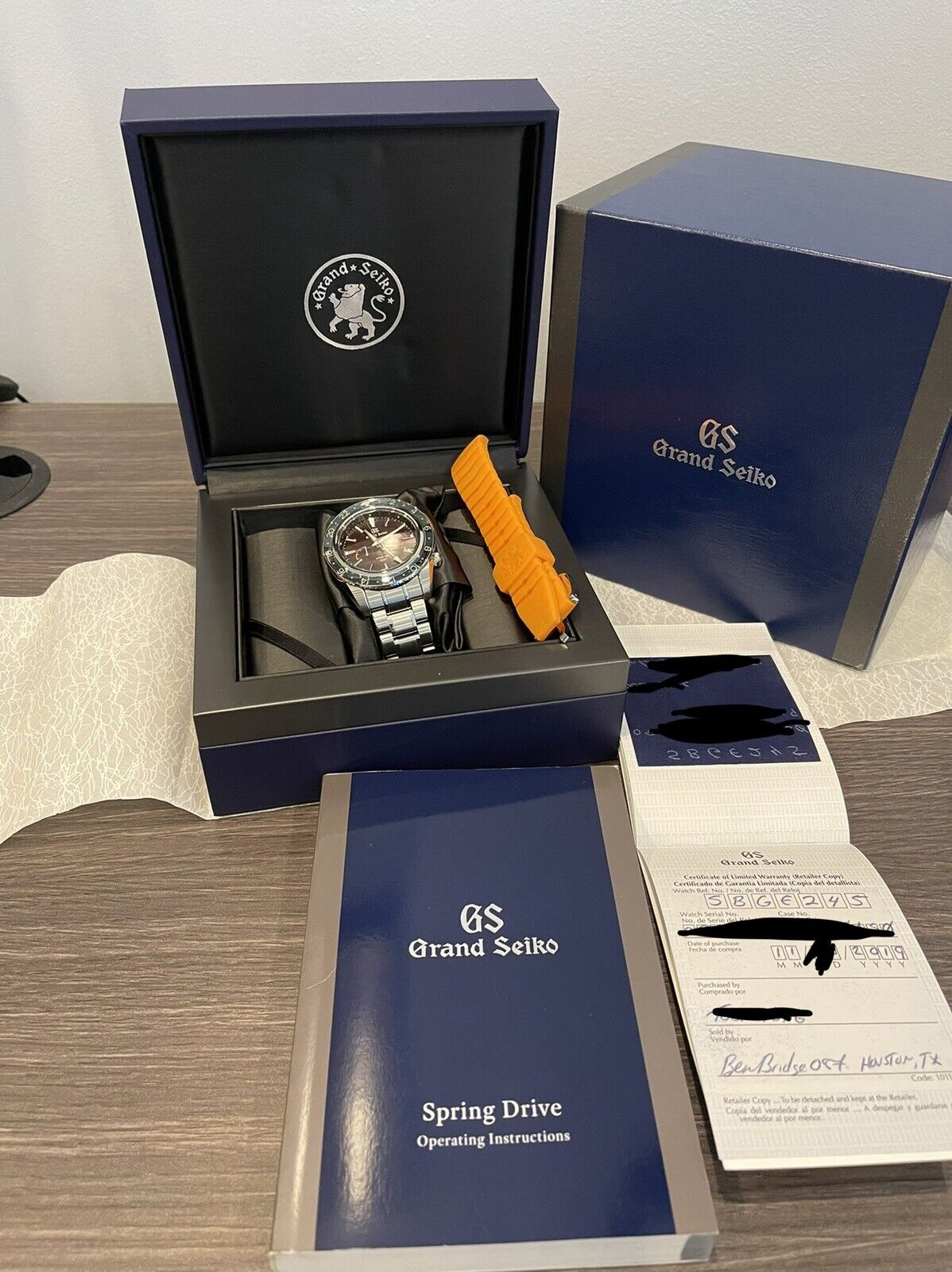 GRAND SEIKO Spring drive SBGE245 Date GMT Mens Watch Limited Edition B/P - READ