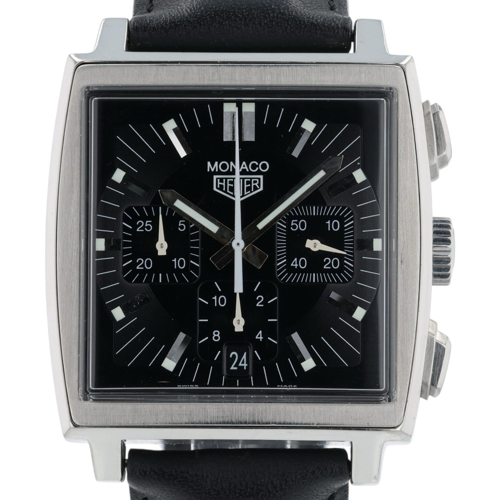 Tag Heuer Monaco Black Dial Stainless Steel 38mm Automatic Mens Watch CS2111