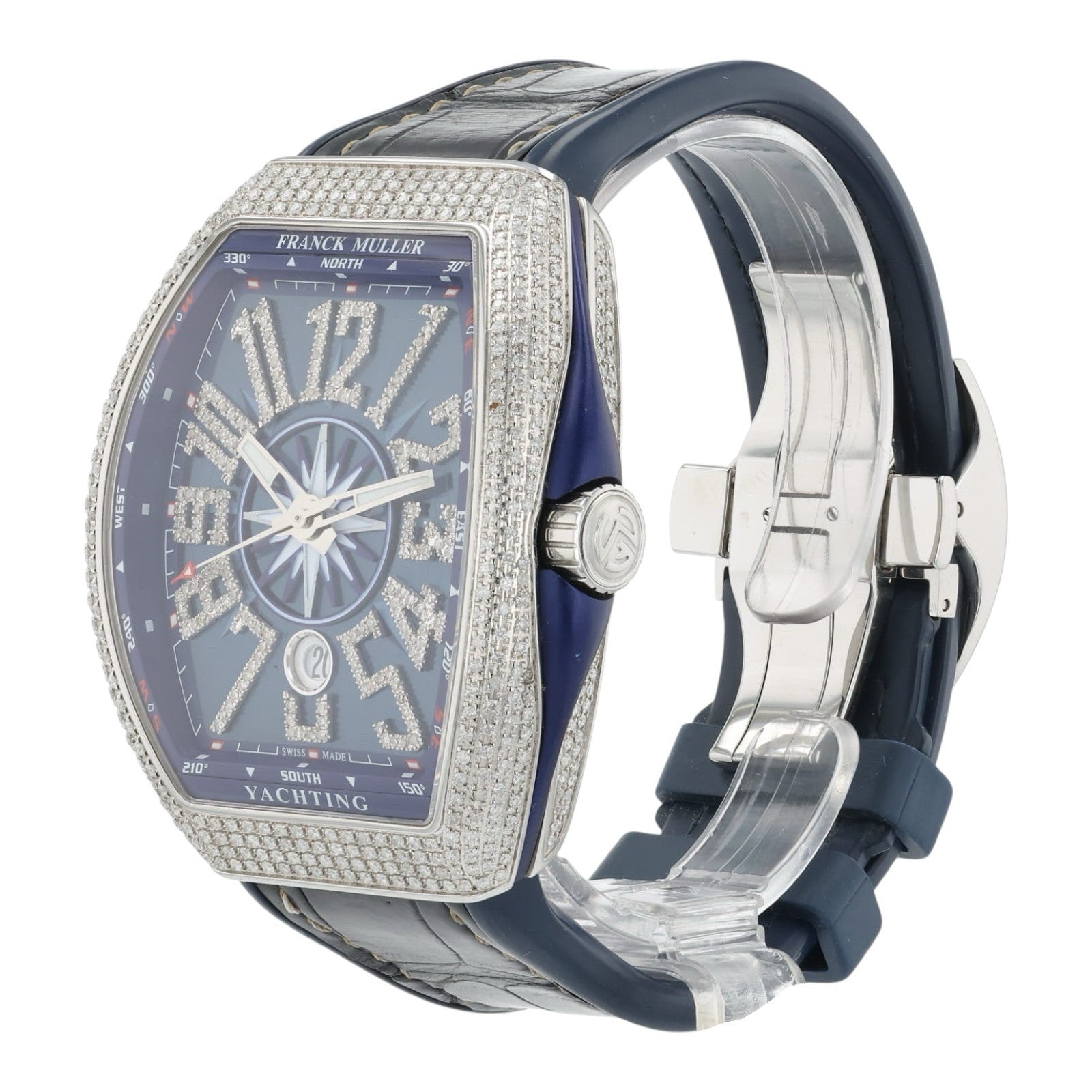 Franck Muller Vanguard Diamond Steel Blue Dial 45mm Auto Men's Watch V45 SC DT
