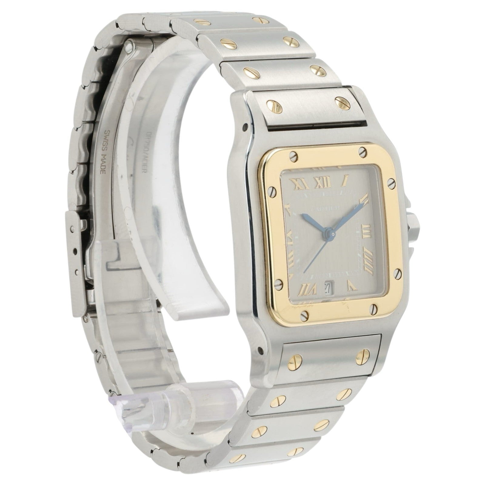 Cartier Santos Galbee Anthracite Dial Gold & Steel 29mm Quartz Men’s Watch 1566